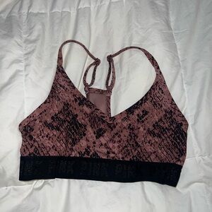 PINK ultimate lightly lined sports bra tan snake skin SMALL